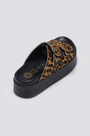 Σανδάλια flatforms δερμάτινα με print ATENEO - Leopard - thefashionproject.gr - ATENEO