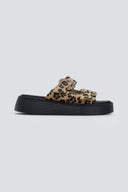 Σανδάλια flatforms δερμάτινα με print Estil - Leopard - thefashionproject.gr - Estil