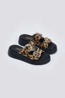 Σανδάλια flatforms δερμάτινα με print Estil - Leopard - thefashionproject.gr - Estil
