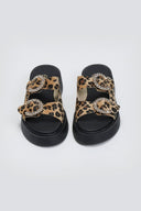 Σανδάλια flatforms δερμάτινα με print Estil - Leopard - thefashionproject.gr - Estil