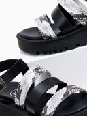 Σανδάλια flatforms δερμάτινα με print TFP - Μαύρο - thefashionproject.gr - TFP