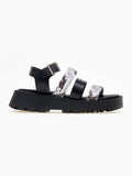 Σανδάλια flatforms δερμάτινα με print TFP - Μαύρο - thefashionproject.gr - TFP