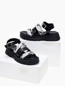Σανδάλια flatforms δερμάτινα με print TFP - Μαύρο - thefashionproject.gr - TFP