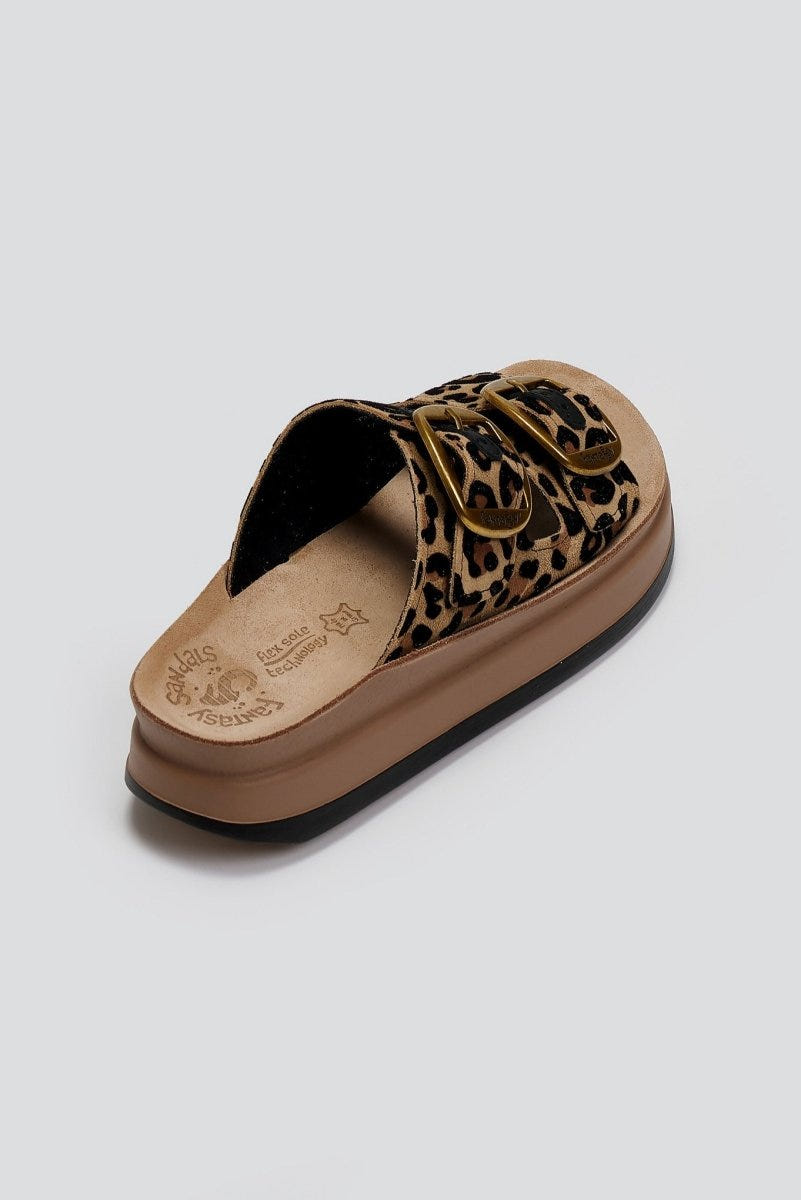 Σανδάλια flatforms δερμάτινα με print ZEFI FANTASY SANDALS - Leopard - thefashionproject.gr - FANTASY SANDALS