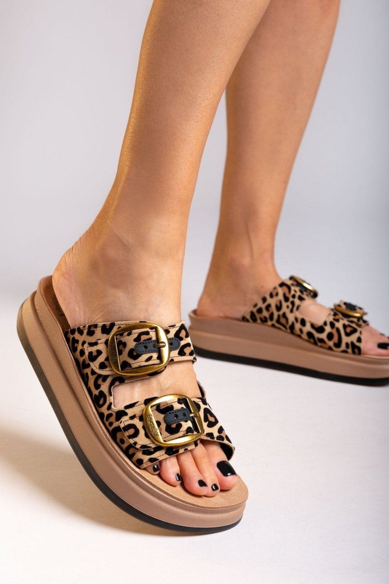 Σανδάλια flatforms δερμάτινα με print ZEFI FANTASY SANDALS - Leopard - thefashionproject.gr - FANTASY SANDALS