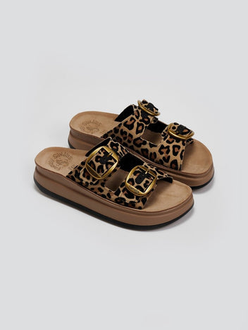 Σανδάλια flatforms δερμάτινα με print ZEFI FANTASY SANDALS - Leopard - thefashionproject.gr - FANTASY SANDALS