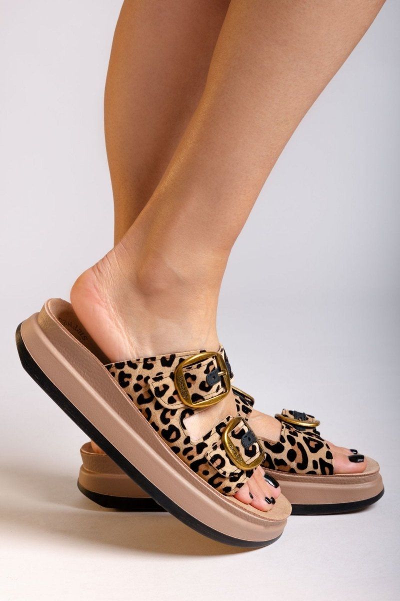 Σανδάλια flatforms δερμάτινα με print ZEFI FANTASY SANDALS - Leopard - thefashionproject.gr - FANTASY SANDALS