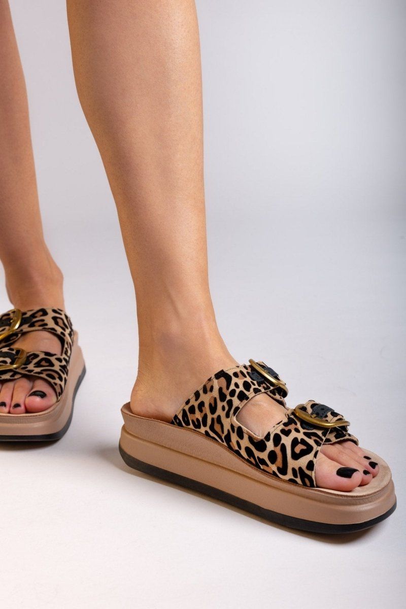 Σανδάλια flatforms δερμάτινα με print ZEFI FANTASY SANDALS - Leopard - thefashionproject.gr - FANTASY SANDALS