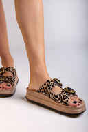 Σανδάλια flatforms δερμάτινα με print ZEFI FANTASY SANDALS - Leopard - thefashionproject.gr - FANTASY SANDALS