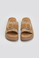 Σανδάλια flatforms δερμάτινα με ψάθα MALFA FANTASY SANDALS - Ταμπά - thefashionproject.gr - FANTASY SANDALS