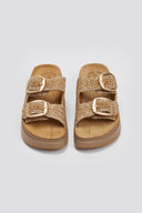 Σανδάλια flatforms δερμάτινα με ψάθα ZEFI FANTASY SANDALS - Κάμελ - thefashionproject.gr - FANTASY SANDALS