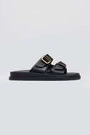 Σανδάλια flatforms δερμάτινα με τοκάδες Estil - Μαύρο - thefashionproject.gr - Estil