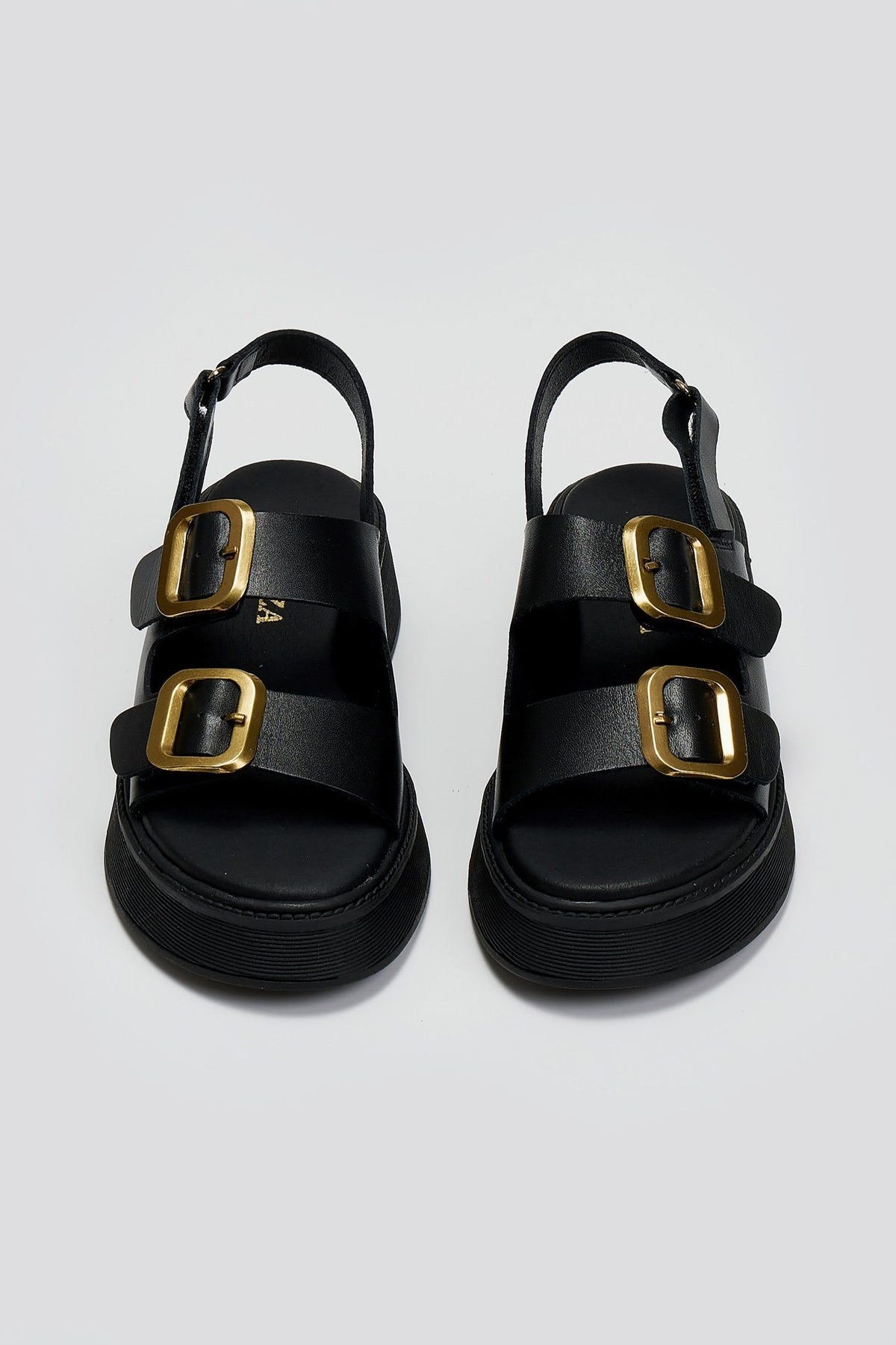 Σανδάλια flatforms δερμάτινα με τοκάδες Ragazza 01238