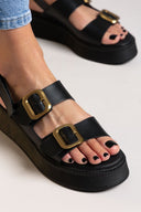 Σανδάλια flatforms δερμάτινα με τοκάδες Ragazza 01238