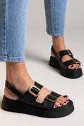Σανδάλια flatforms δερμάτινα με τοκάδες Ragazza 01238