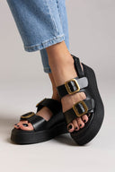 Σανδάλια flatforms δερμάτινα με τοκάδες Ragazza 01238