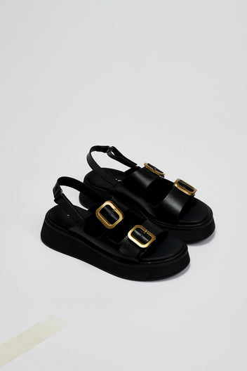Σανδάλια flatforms δερμάτινα με τοκάδες Ragazza 01238
