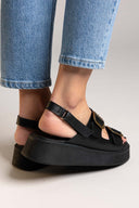 Σανδάλια flatforms δερμάτινα με τοκάδες Ragazza 01238