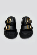 Σανδάλια flatforms δερμάτινα με τοκάδες Ragazza 01236 - Μαύρο - thefashionproject.gr - RAGAZZA