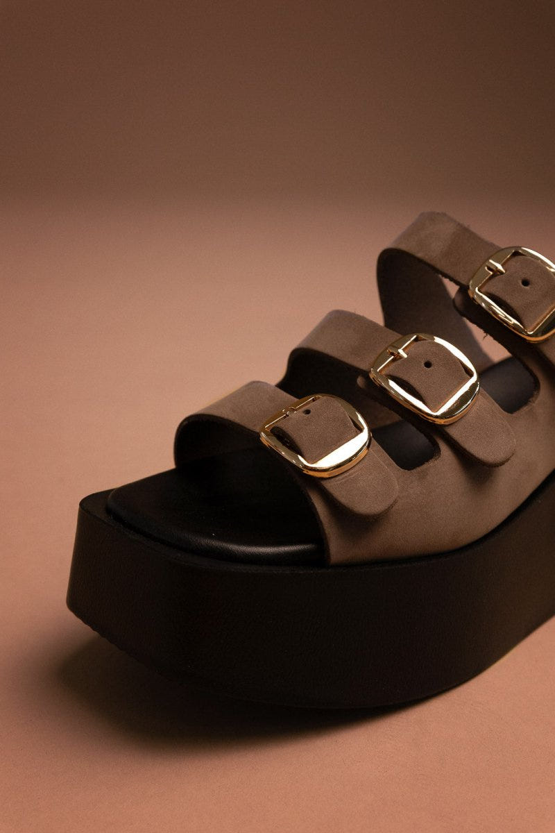Σανδάλια flatforms δερμάτινα με τοκάδες Tfp - Πούρο - thefashionproject.gr - TFP