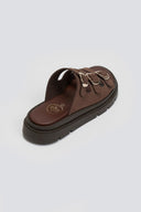 Σανδάλια flatforms δερμάτινα με τρεις φάσες Tfp - Καφέ - thefashionproject.gr - TFP