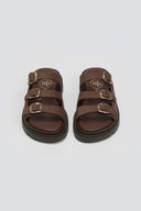 Σανδάλια flatforms δερμάτινα με τρεις φάσες Tfp - Καφέ - thefashionproject.gr - TFP