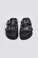 Σανδάλια flatforms δερμάτινα με τρουκς ATENEO - Μαύρο - thefashionproject.gr - ATENEO