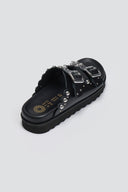 Σανδάλια flatforms δερμάτινα με τρουκς ATENEO - Μαύρο - thefashionproject.gr - ATENEO