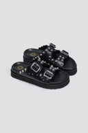 Σανδάλια flatforms δερμάτινα με τρουκς ATENEO - Μαύρο - thefashionproject.gr - ATENEO