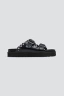 Σανδάλια flatforms δερμάτινα με τρουκς ATENEO - Μαύρο - thefashionproject.gr - ATENEO