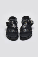 Σανδάλια flatforms δερμάτινα με τρουκς ATENEO - Μαύρο - thefashionproject.gr - ATENEO