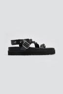 Σανδάλια flatforms δερμάτινα με τρουκς ATENEO - Μαύρο - thefashionproject.gr - ATENEO