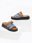 Σανδάλια flatforms δερμάτινα με τζιν φάσα tfp - Ταμπά - thefashionproject.gr - TFP