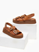 Σανδάλια flatforms δερμάτινα με velcro Iris Sandals - Ταμπά - thefashionproject.gr - IRIS