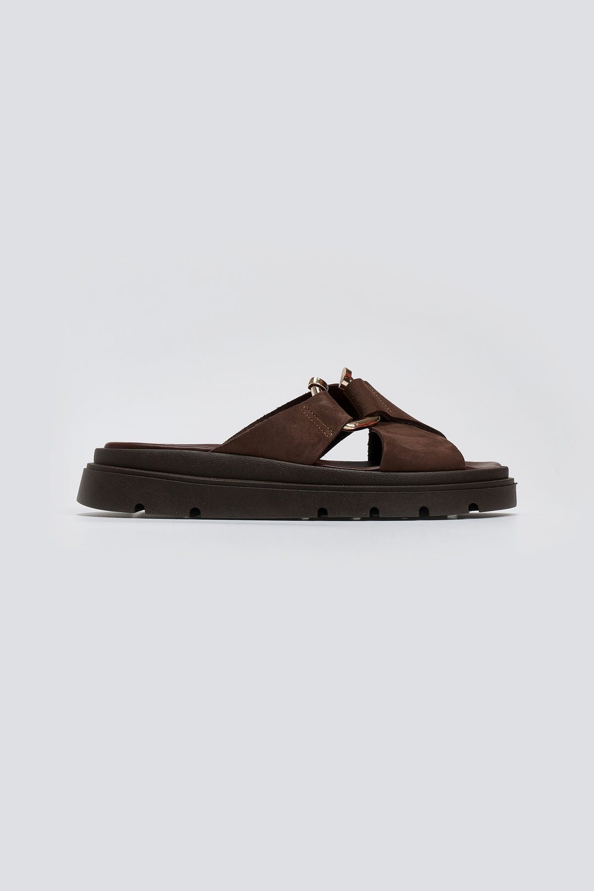 Σανδάλια flatforms δερμάτινα nubuck Tfp