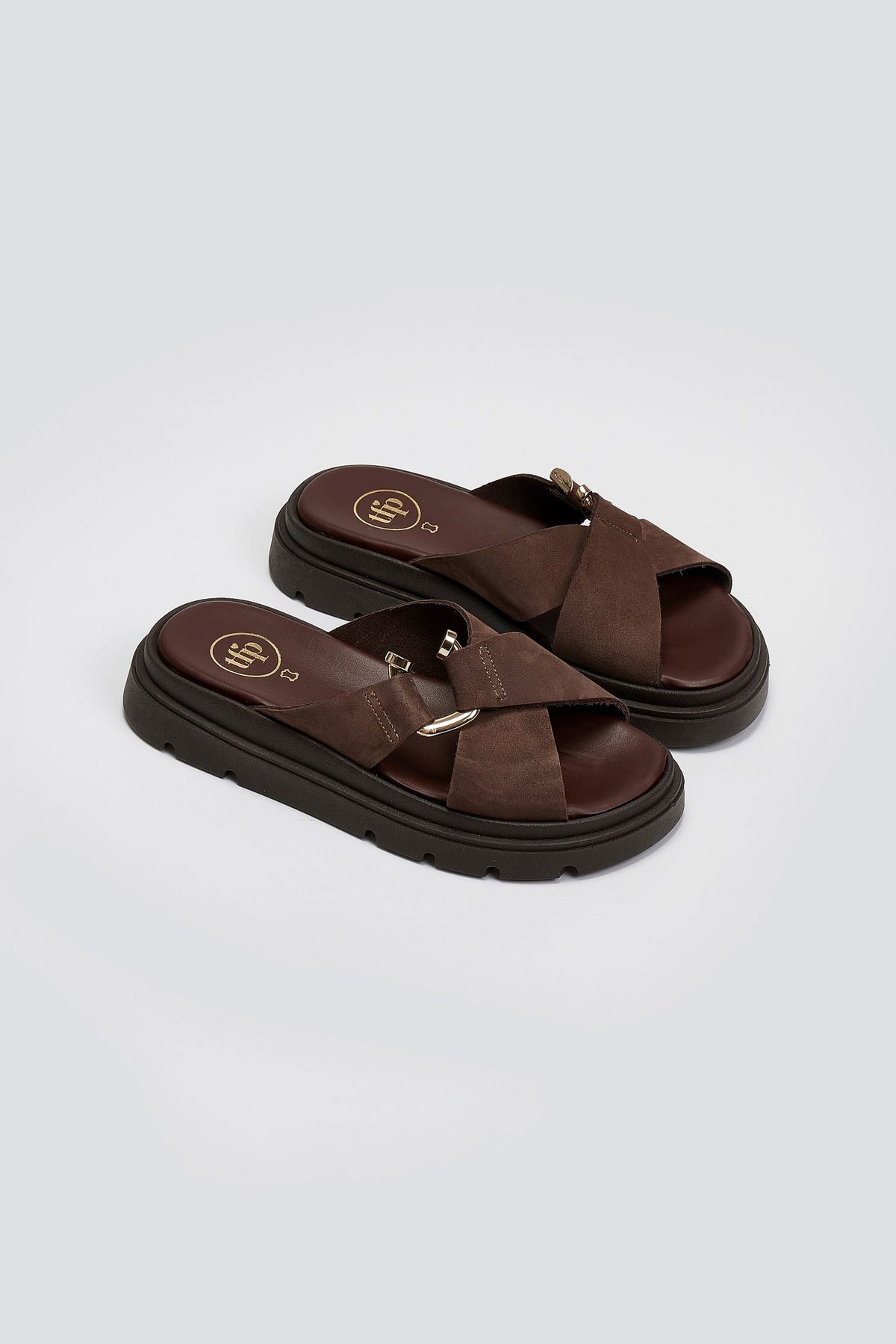 Σανδάλια flatforms δερμάτινα nubuck Tfp