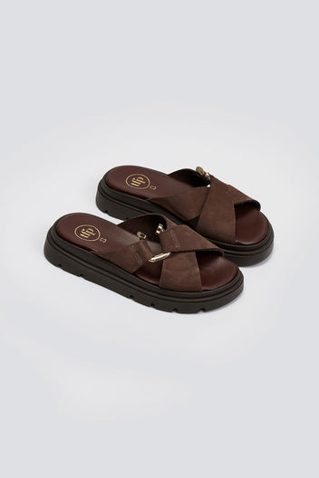 Σανδάλια flatforms δερμάτινα nubuck Tfp