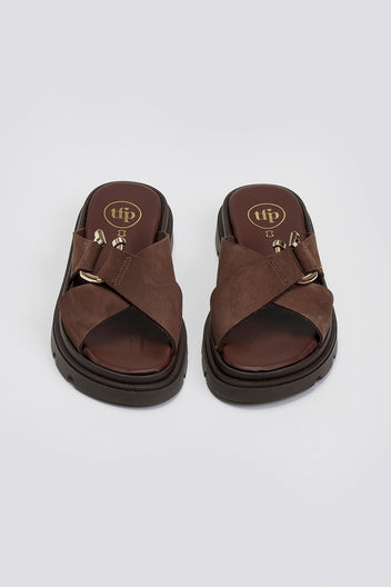 Σανδάλια flatforms δερμάτινα nubuck Tfp
