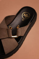 Σανδάλια flatforms δερμάτινα nubuck Tfp - Τάουπε - thefashionproject.gr - TFP