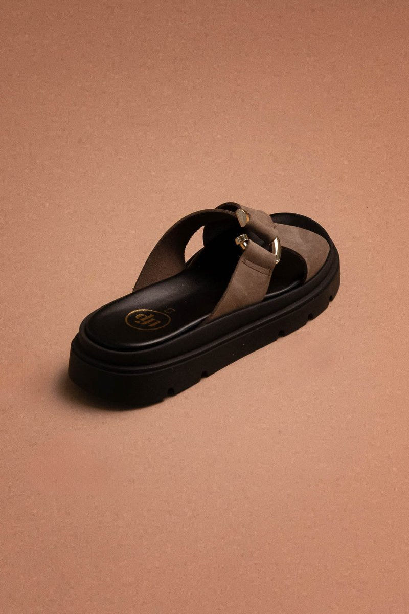 Σανδάλια flatforms δερμάτινα nubuck Tfp - Τάουπε - thefashionproject.gr - TFP