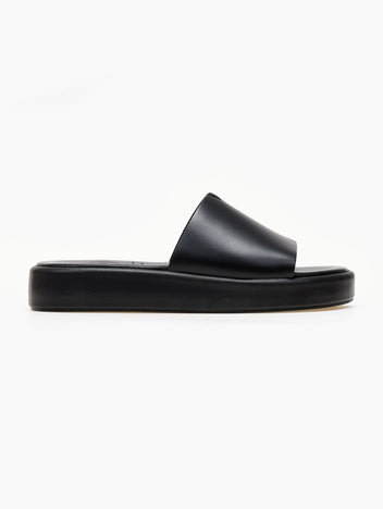 Σανδάλια flatforms δερμάτινα TFP - Μαύρο - thefashionproject.gr - TFP