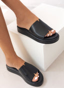 Σανδάλια flatforms δερμάτινα TFP - Μαύρο - thefashionproject.gr - TFP