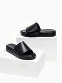 Σανδάλια flatforms δερμάτινα TFP - Μαύρο - thefashionproject.gr - TFP
