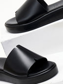 Σανδάλια flatforms δερμάτινα TFP - Μαύρο - thefashionproject.gr - TFP