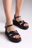 Σανδάλια flatforms δερμάτινα TFP - Μαύρο - thefashionproject.gr - TFP