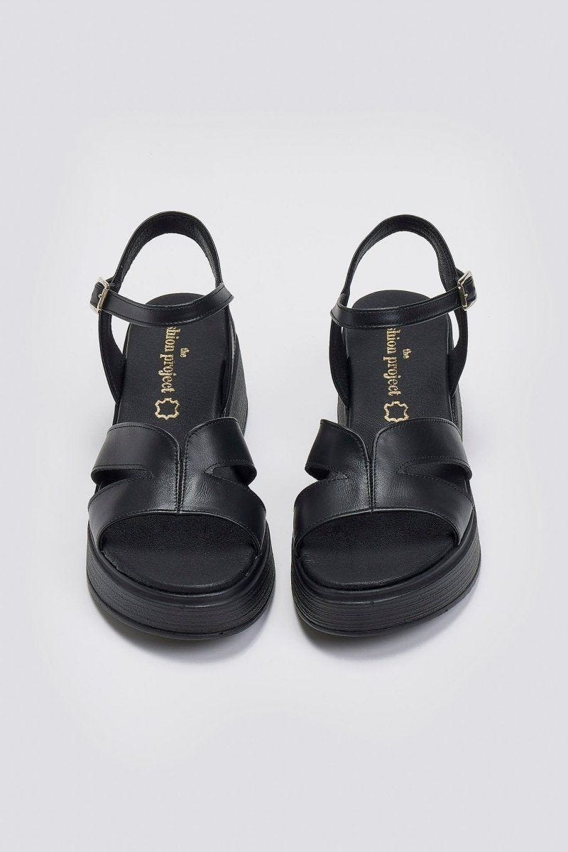 Σανδάλια flatforms δερμάτινα TFP - Μαύρο - thefashionproject.gr - TFP
