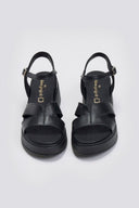 Σανδάλια flatforms δερμάτινα TFP - Μαύρο - thefashionproject.gr - TFP