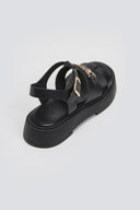 Σανδάλια flatforms δερμάτινα Tfp - Μαύρο - thefashionproject.gr - TFP