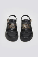 Σανδάλια flatforms δερμάτινα Tfp - Μαύρο - thefashionproject.gr - TFP