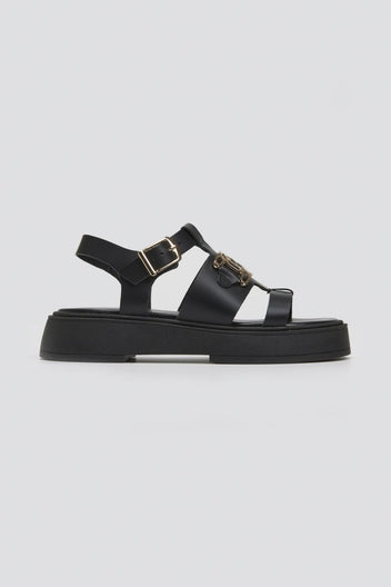 Σανδάλια flatforms δερμάτινα Tfp - Μαύρο - thefashionproject.gr - TFP